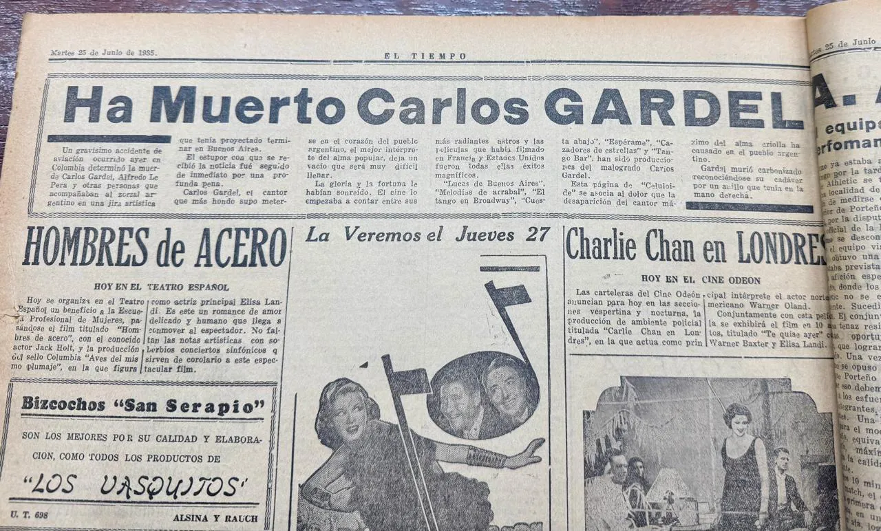 Muerte de Gardel - Diario El Tiempo